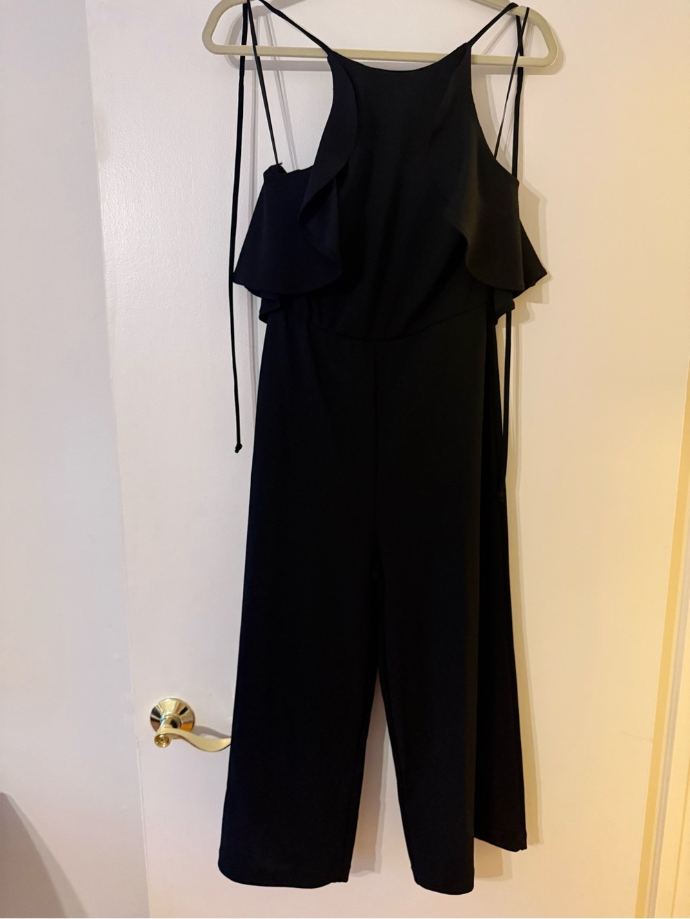 Karlie Black Ruffle-Trim Jumpsuit